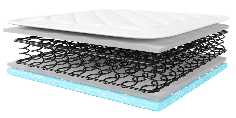 3 D Layered Sheet Material Mattress With Air Fabric Coil Spring Memory Foam Soft Sponge Isolated 3D Icon