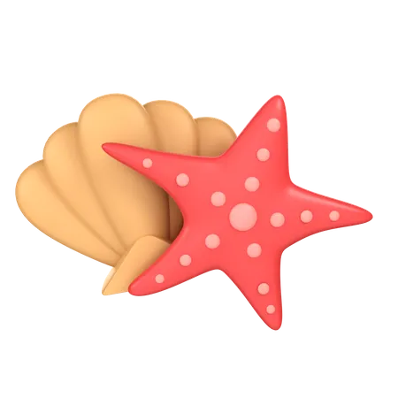 Shell And Starfish  3D Icon