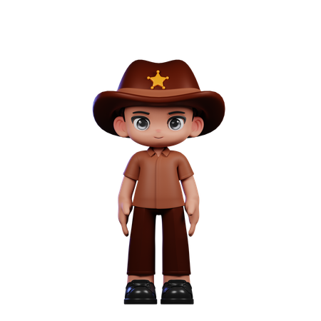 Shérif mignon donnant debout cool  3D Icon