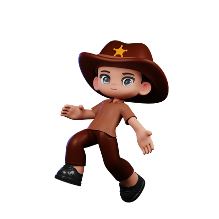 Shérif mignon faisant des sauts heureux  3D Icon