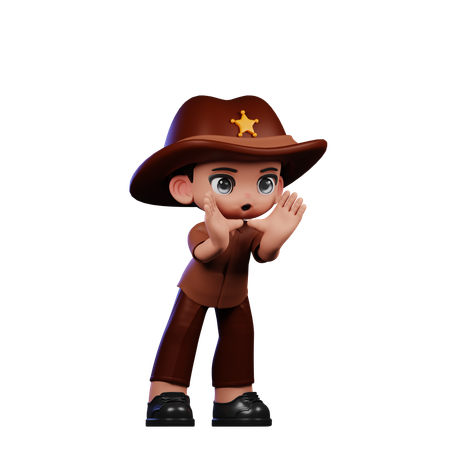 Shérif mignon faisant une pose de cri  3D Icon