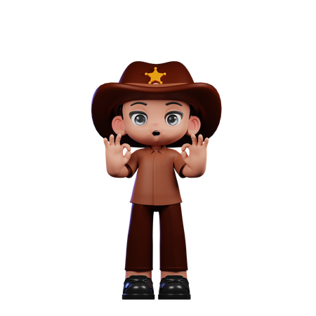 Shérif mignon montrant le signe Ok  3D Icon