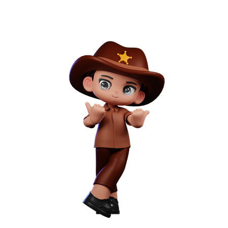 Shérif mignon pointant sur le côté  3D Icon