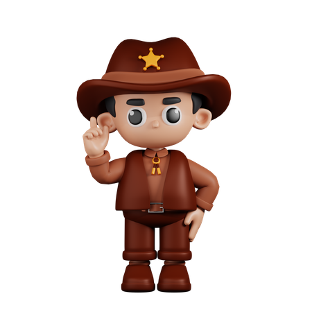 Sheriff apuntando hacia arriba  3D Illustration