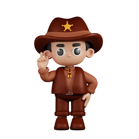 Sheriff apuntando hacia arriba  3D Illustration