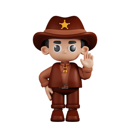 Sheriff con las manos arriba  3D Illustration