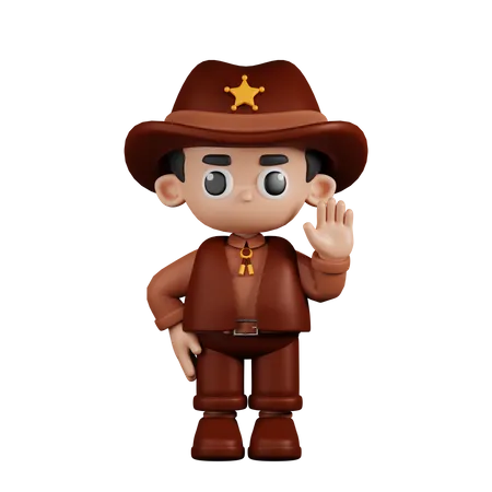 Sheriff con las manos arriba  3D Illustration