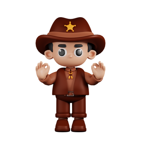 Sheriff dando gesto con la mano Ok  3D Icon