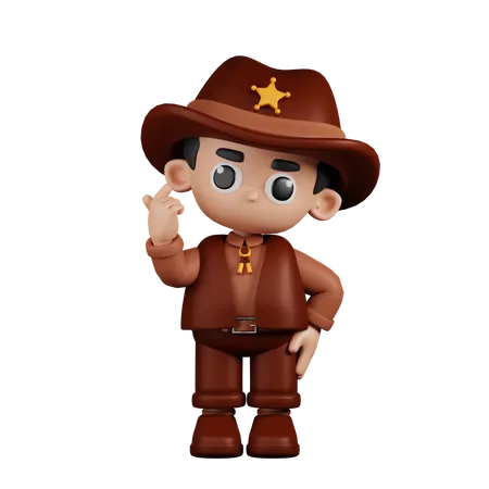 Sheriff dando mini amor  3D Illustration