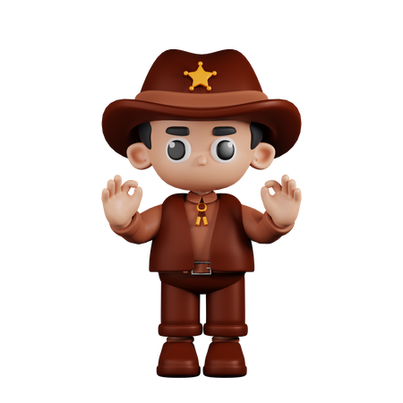 Sheriff dando gesto con la mano Ok  3D Illustration