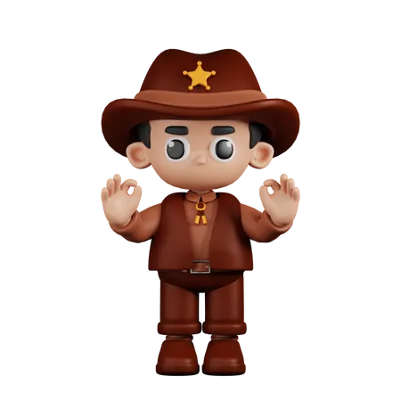 Sheriff dando gesto con la mano Ok  3D Illustration