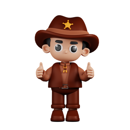 Sheriff levantando el pulgar  3D Illustration