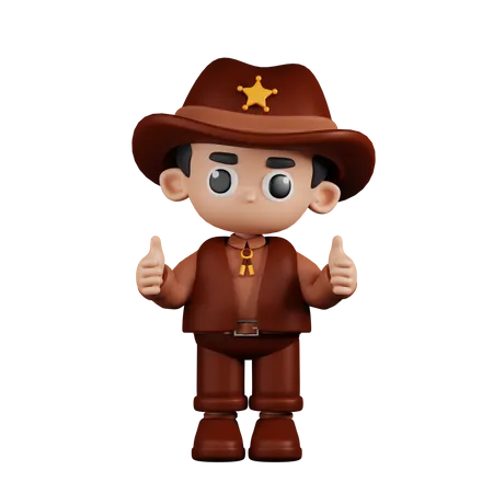 Sheriff levantando el pulgar  3D Illustration