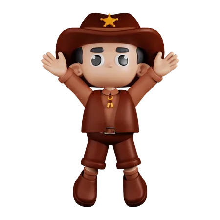 Sheriff Doing Jumping Celebration  3D Illustration