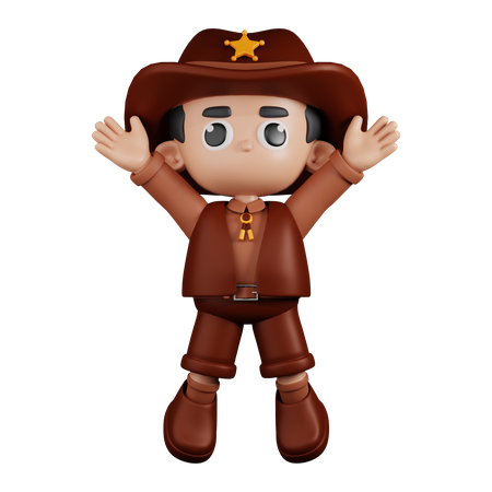 Sheriff Doing Jumping Celebration  3D Illustration