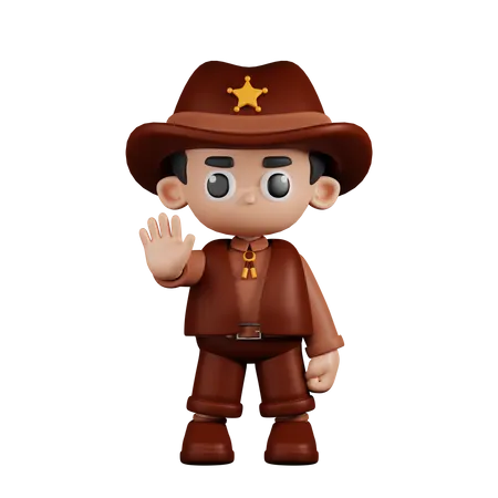 Sheriff Doing The Stop Sign  3D Illustration