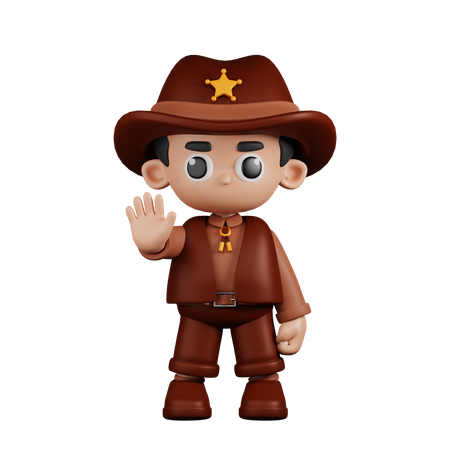 Sheriff Doing The Stop Sign  3D Illustration