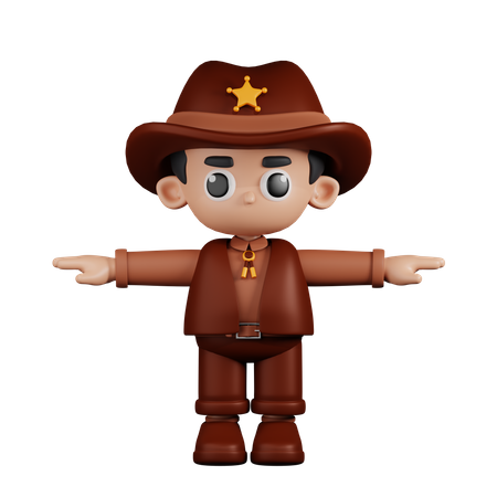 Sheriff en pose T  3D Icon