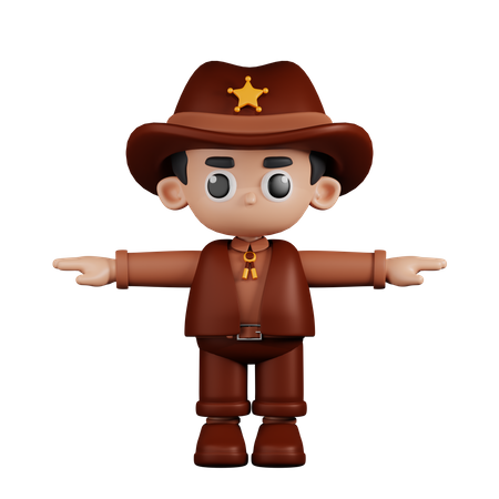 Sheriff en pose T  3D Illustration