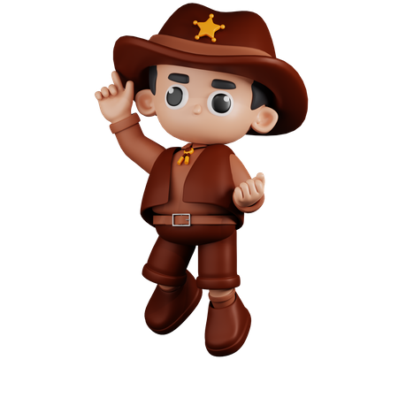 Sheriff feliz con pose de salto  3D Icon