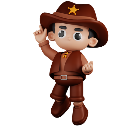 Sheriff feliz con pose de salto  3D Illustration