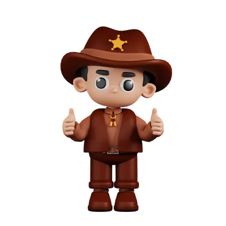 Sheriff Giving A Thumb Up  3D Illustration