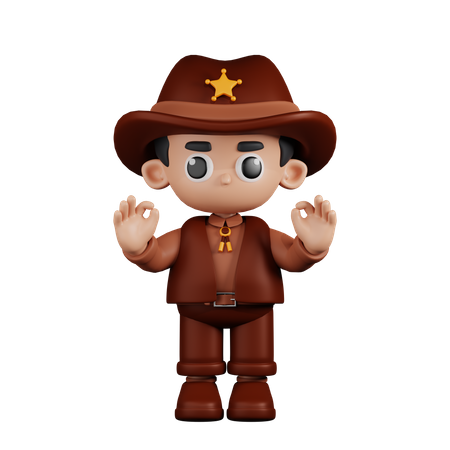 Sheriff Giving Ok Hand Gesture  3D Illustration