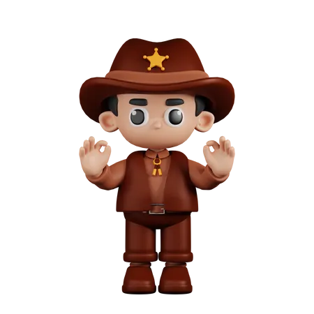 Sheriff Giving Ok Hand Gesture  3D Illustration