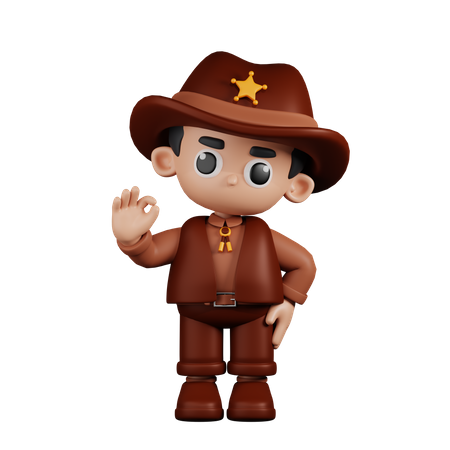 Sheriff Giving Ok Sign  3D Illustration