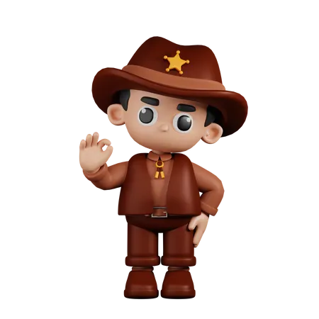 Sheriff Giving Ok Sign  3D Illustration