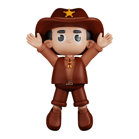 Sheriff haciendo celebración de salto  3D Illustration