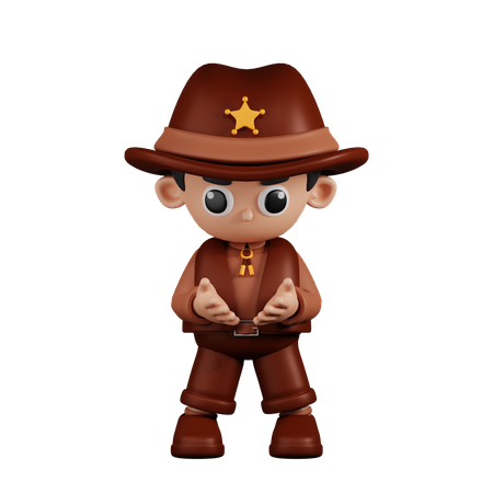 Sheriff Holding Something  3D Illustration