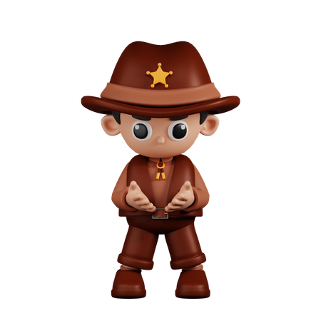 Sheriff Holding Something  3D Illustration