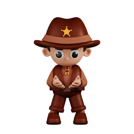 Sheriff Holding Something  3D Illustration