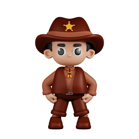 Sheriff In Hero Stance  3D Illustration