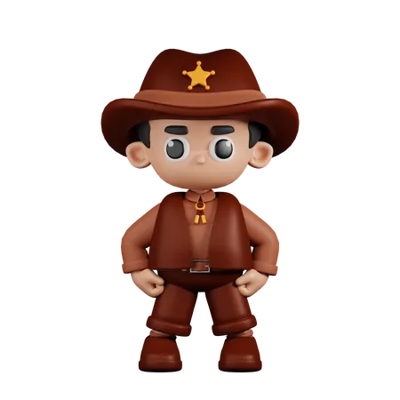 Sheriff In Hero Stance  3D Illustration