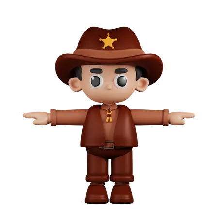 Sheriff In T Pose  3D Illustration