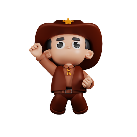 Sheriff Jumping In The Air  3D Illustration