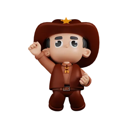 Sheriff Jumping In The Air  3D Illustration