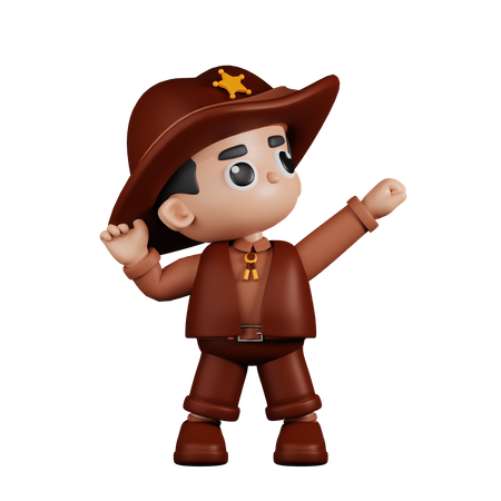 Sheriff Looking Victorious  3D Illustration