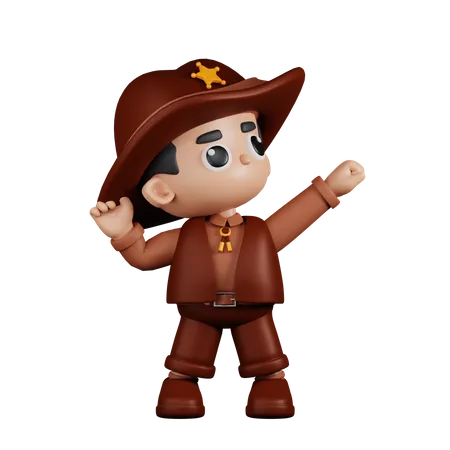 Sheriff Looking Victorious  3D Illustration