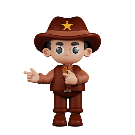 Sheriff Pointing Fingers In Direction  3D Illustration