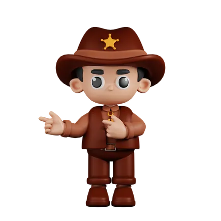 Sheriff Pointing Fingers In Direction  3D Illustration