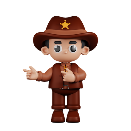 Sheriff Pointing Fingers In Direction  3D Illustration