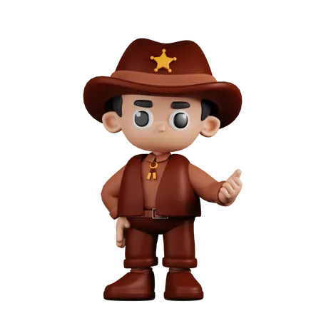 Sheriff Pointing Next  3D Illustration