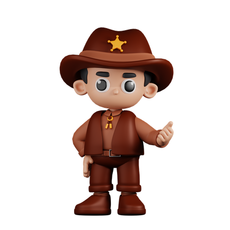Sheriff Pointing Next  3D Illustration