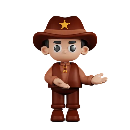 Sheriff Pointing To Something  3D Illustration