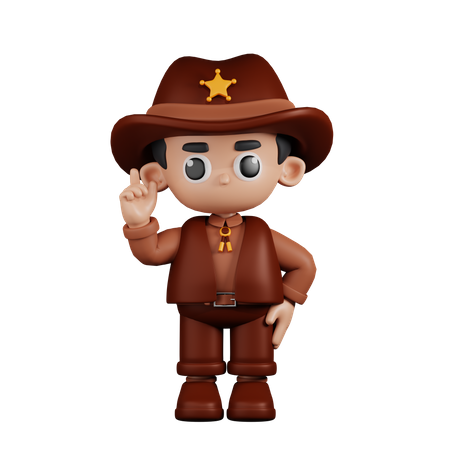Sheriff Pointing Up  3D Icon
