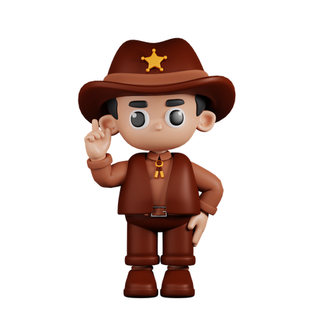 Sheriff Pointing Up  3D Illustration