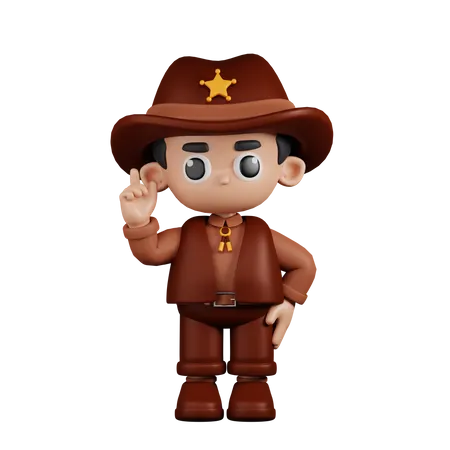 Sheriff Pointing Up  3D Illustration